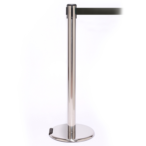 Queue Solutions RollerPro 250, Polished Stainless Steel, 13' Light Brown Belt ROL250PS-LBN130